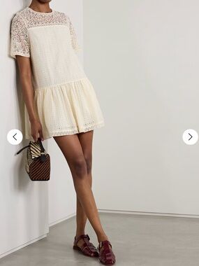Ulla Johnson Gabi Soutache Lace Detail Cotton & Silk Eyelet Minidress